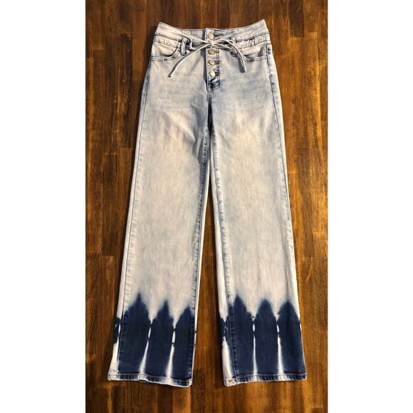 Uniq Litz Jeans Women’s 25 x 30 Denim Stretch Straight Wide Leg Button Fly Blue - Picture 3 of 12